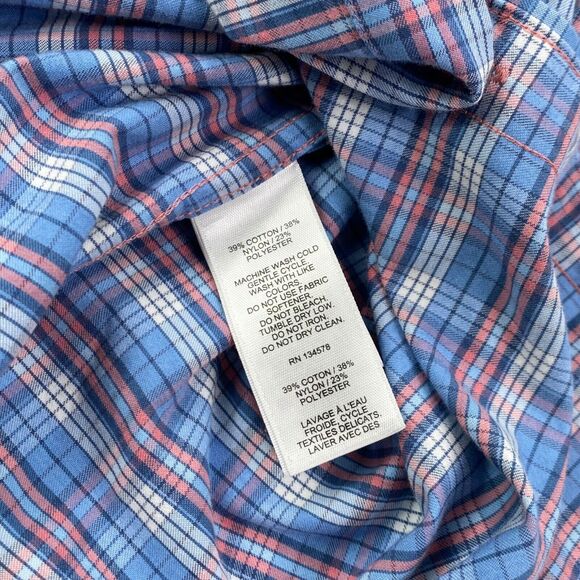$118 Vineyard Vines Performance Murray Shirt Mens Medium Check Blue Button Down - Picture 8 of 11